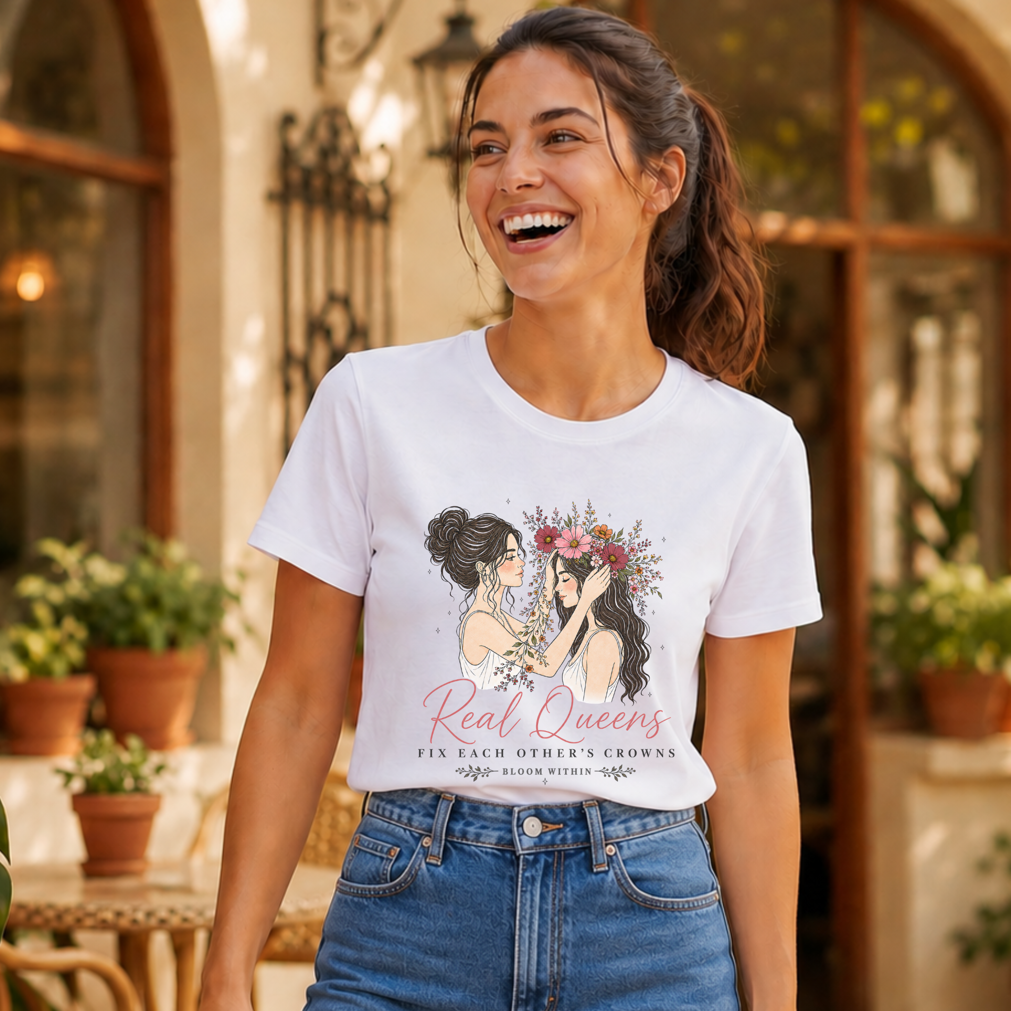 Real Queens Fix Each Other's Crowns T-Shirt | Bloom Within